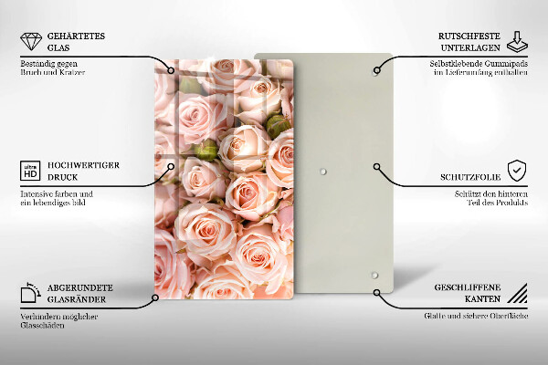 Deska kuchenna szklana Bukiet delikatne róże
