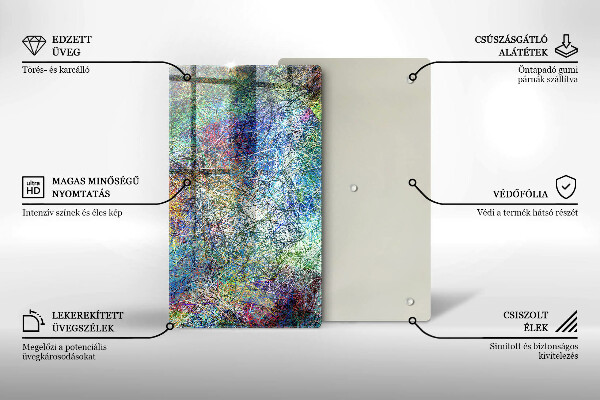 Deska kuchenna szklana Kolorowa abstrakcja linii