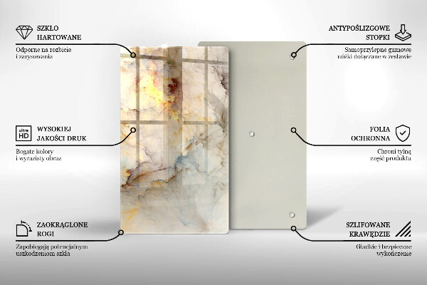 Deska kuchenna szklana Tekstura marmur ze złotem