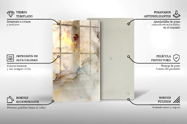 Deska kuchenna szklana Tekstura marmur ze złotem