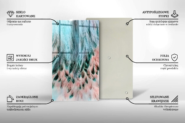 Deska kuchenna szklana Boho ptasie pióra