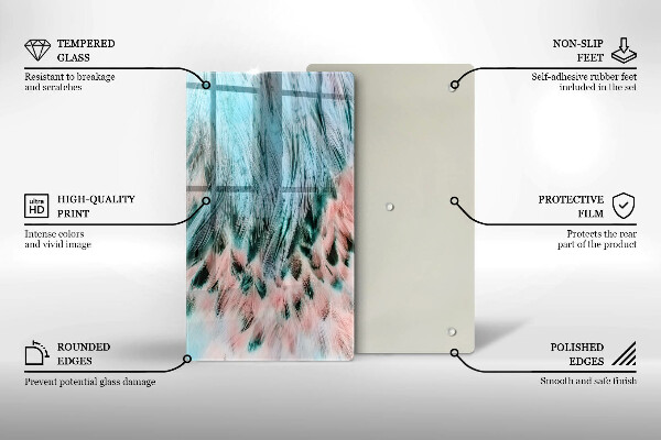 Deska kuchenna szklana Boho ptasie pióra