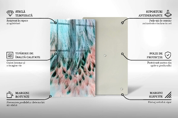 Deska kuchenna szklana Boho ptasie pióra