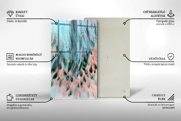 Deska kuchenna szklana Boho ptasie pióra