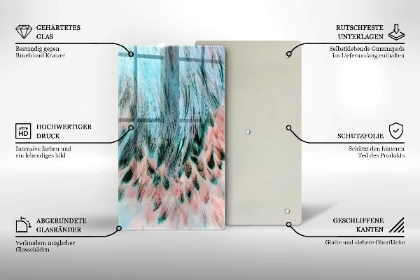 Deska kuchenna szklana Boho ptasie pióra