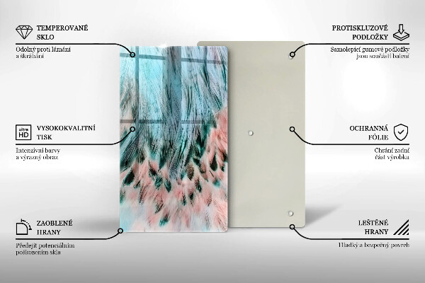 Deska kuchenna szklana Boho ptasie pióra