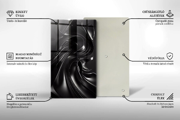 Deska kuchenna szklana Abstrakcja czarna masa