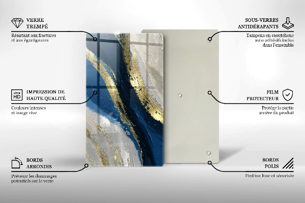 Deska kuchenna szklana Tekstura ze złotem
