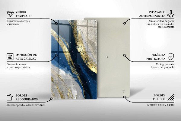 Deska kuchenna szklana Tekstura ze złotem