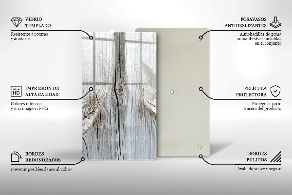 Deska kuchenna szklana Jasna struktura drewna