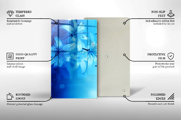 Deska kuchenna szklana Błękitne kwiaty