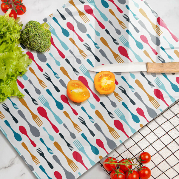 Deska kuchenna szklana Ilustracja łyżki