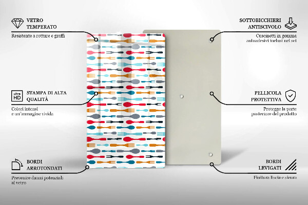 Deska kuchenna szklana Ilustracja łyżki