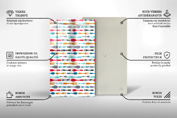 Deska kuchenna szklana Ilustracja łyżki