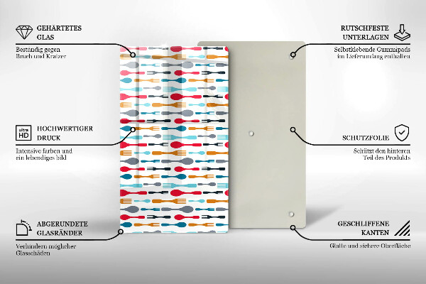 Deska kuchenna szklana Ilustracja łyżki