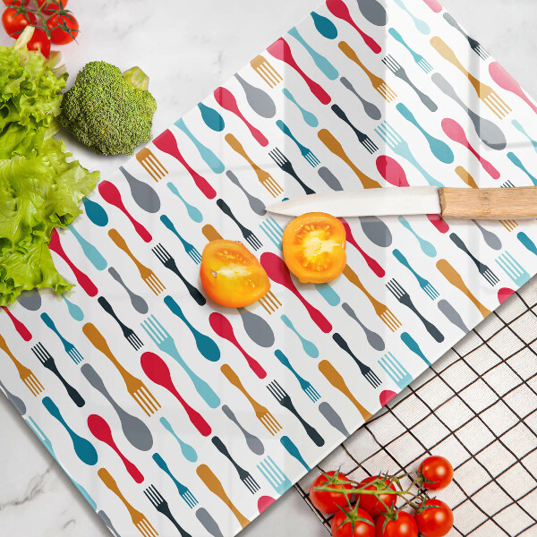 Deska kuchenna szklana Ilustracja łyżki