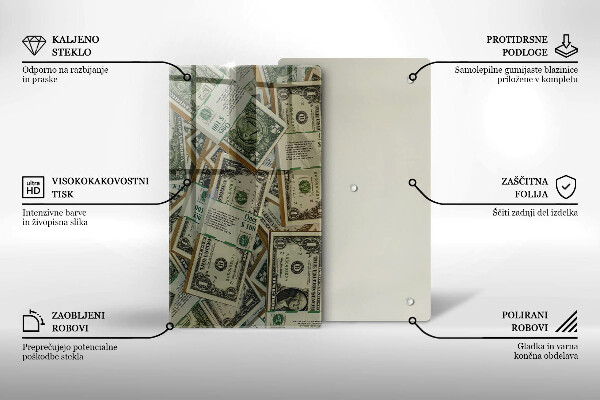 Deska kuchenna szklana Pieniądze dolary