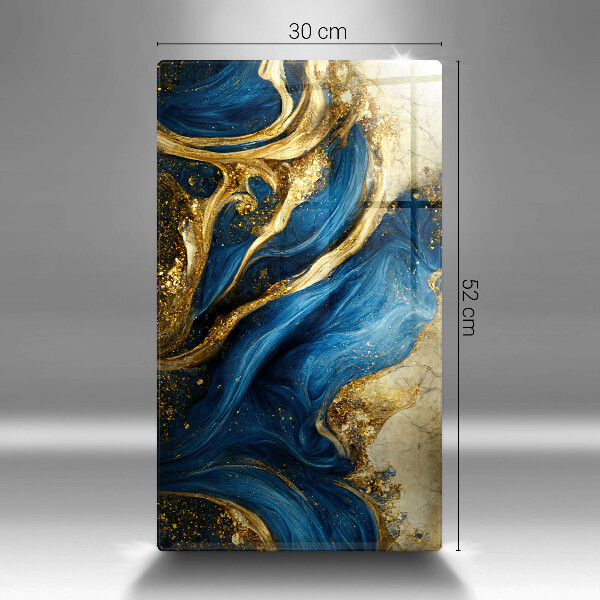 Deska kuchenna szklana Niebiesko-złoty marmur