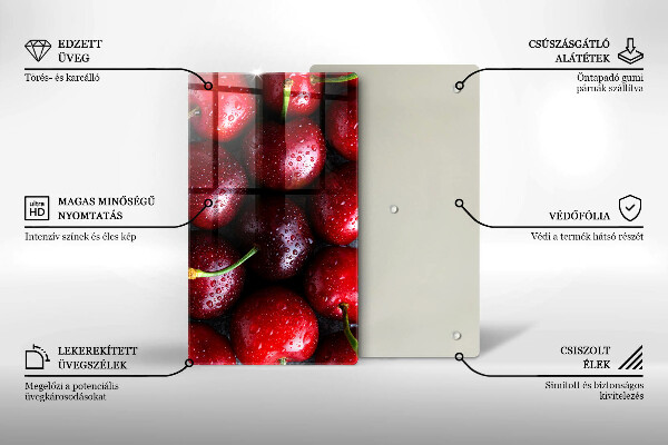 Deska kuchenna szklana Zbliżenie na wiśnie