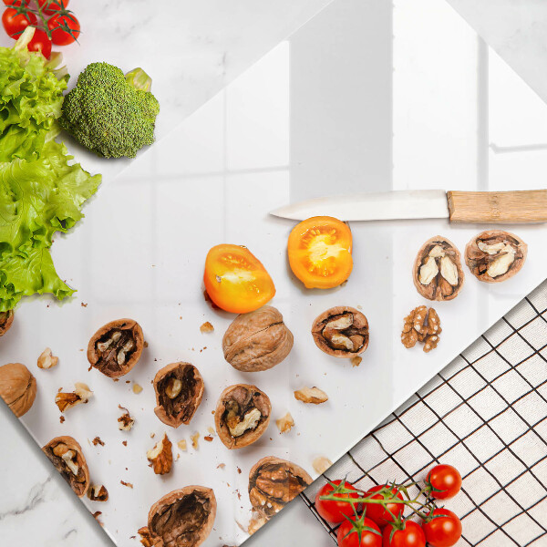 Deska kuchenna szklana Orzechy na białym tle