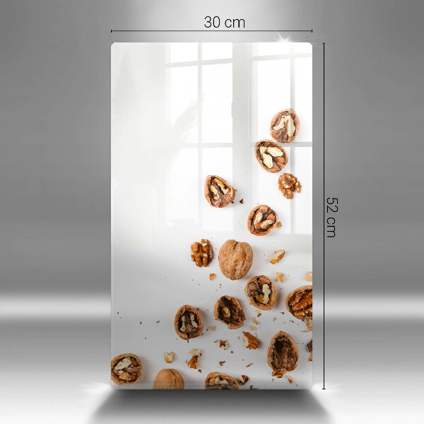 Deska kuchenna szklana Orzechy na białym tle