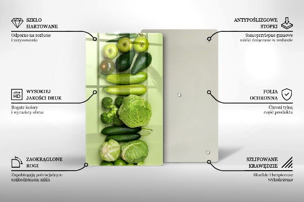 Deska kuchenna szklana Zielone owoce i warzywa