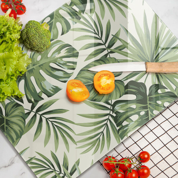 Deska kuchenna szklana Ilustracja liści monstery