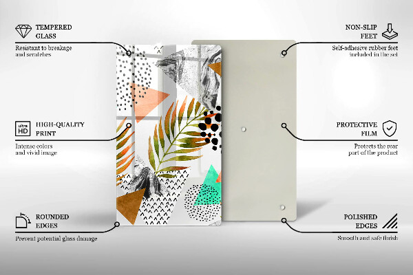 Deska kuchenna szklana Wzór boho liście