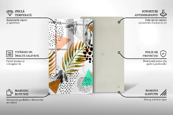 Deska kuchenna szklana Wzór boho liście