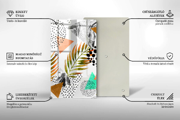 Deska kuchenna szklana Wzór boho liście