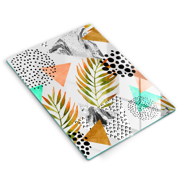 Deska kuchenna szklana Wzór boho liście