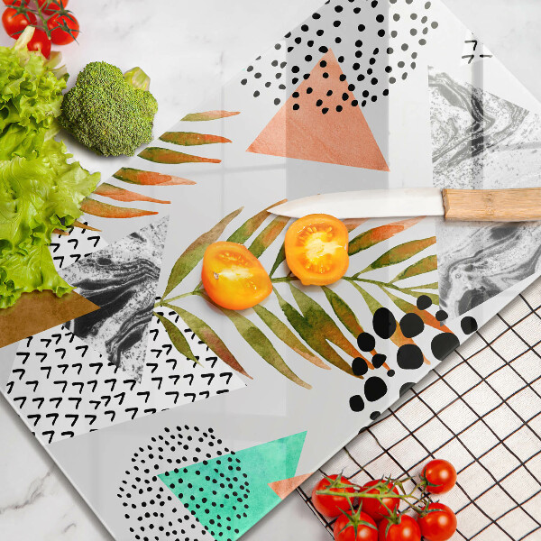 Deska kuchenna szklana Wzór boho liście