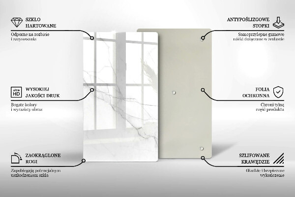 Deska kuchenna szklana Delikatny biały marmur
