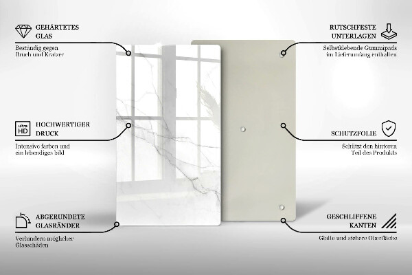 Deska kuchenna szklana Delikatny biały marmur