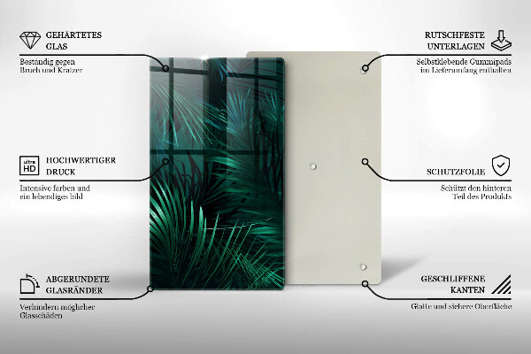 Deska kuchenna szklana Liście dzika dżungla