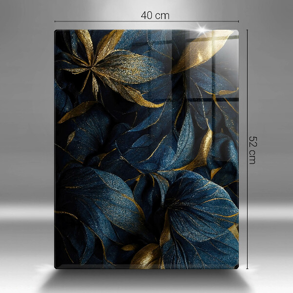 Deska kuchenna szklana Ozdobne liście ze złotem