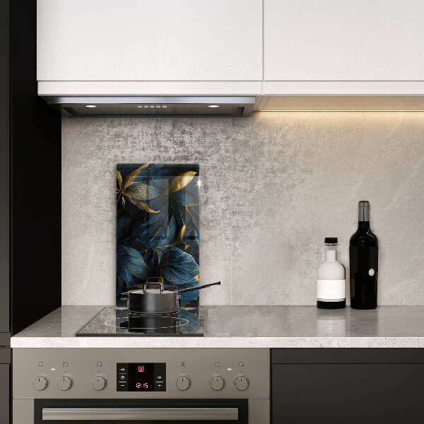 Deska kuchenna szklana Ozdobne liście ze złotem