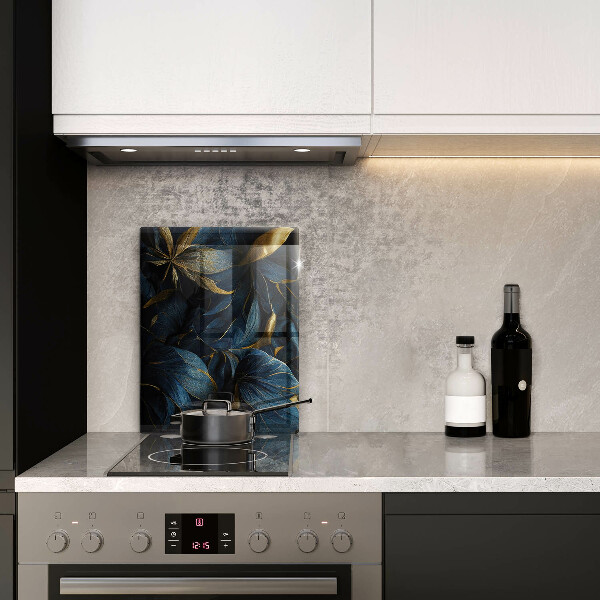 Deska kuchenna szklana Ozdobne liście ze złotem
