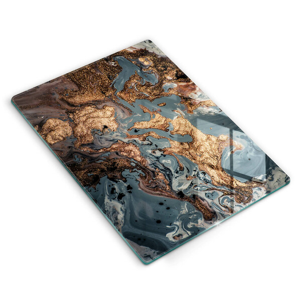 Deska kuchenna szklana Ozdobna skała ze złotem