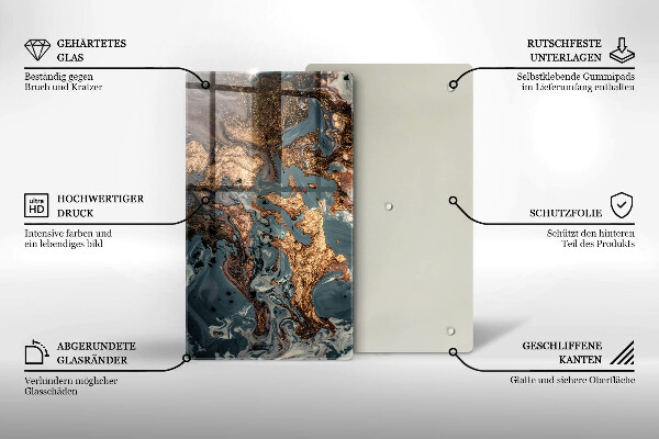 Deska kuchenna szklana Ozdobna skała ze złotem