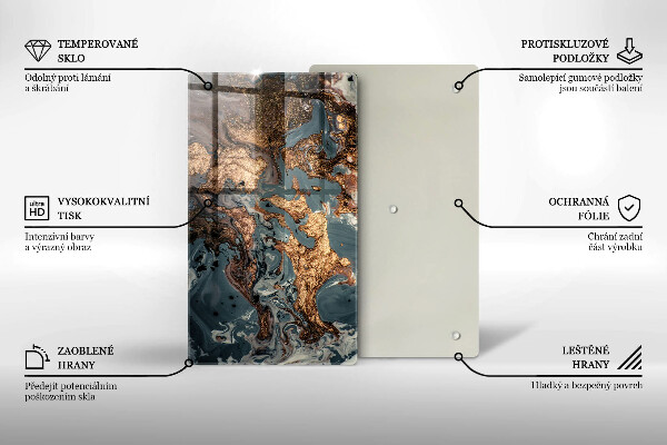 Deska kuchenna szklana Ozdobna skała ze złotem