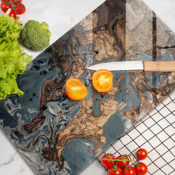 Deska kuchenna szklana Ozdobna skała ze złotem