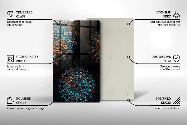 Deska kuchenna szklana Boho vintage koła