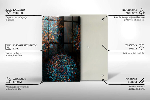 Deska kuchenna szklana Boho vintage koła