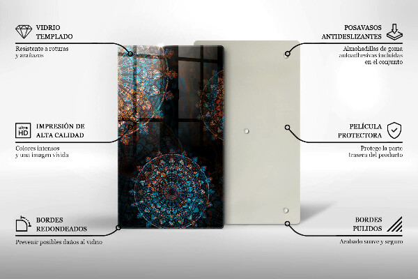 Deska kuchenna szklana Boho vintage koła