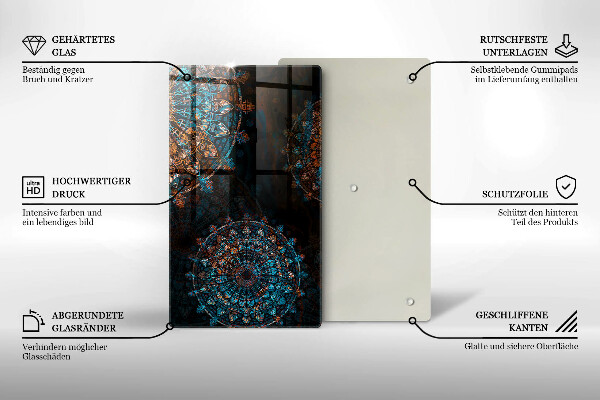 Deska kuchenna szklana Boho vintage koła