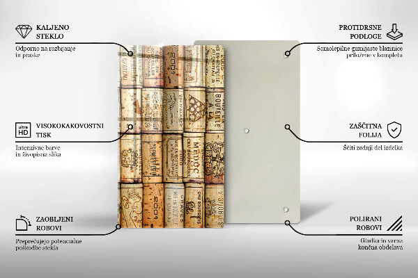 Deska kuchenna szklana Stare korki wina