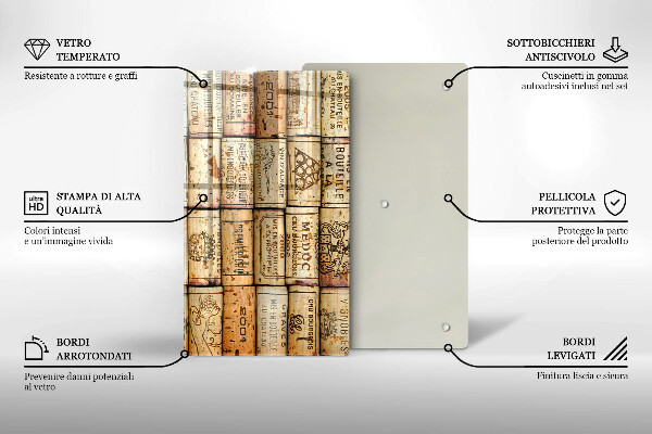 Deska kuchenna szklana Stare korki wina