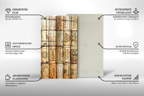 Deska kuchenna szklana Stare korki wina