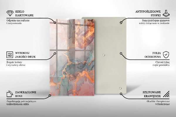 Deska kuchenna szklana Marmur ze złotem